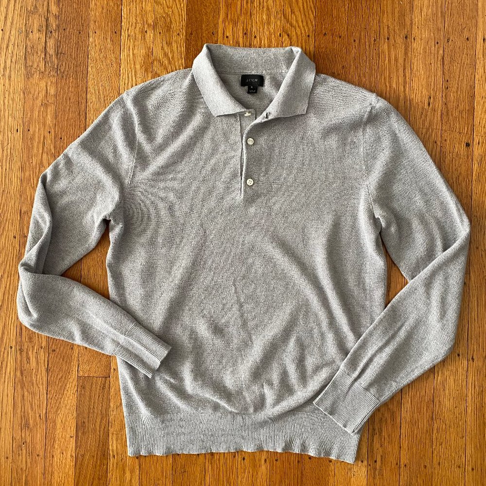 J. Crew Cotton-Cashmere Long Sleeve Pique Polo